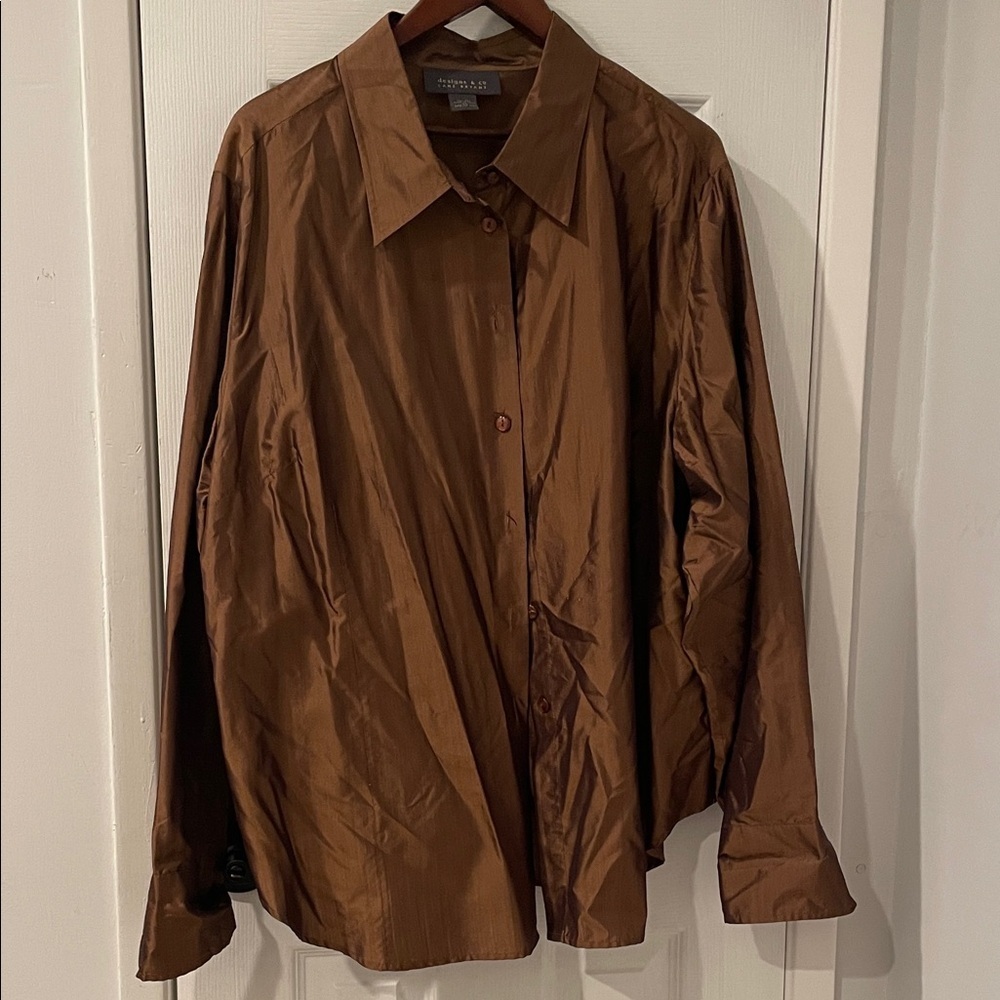Lane Bryant Brown Shirt Jacket